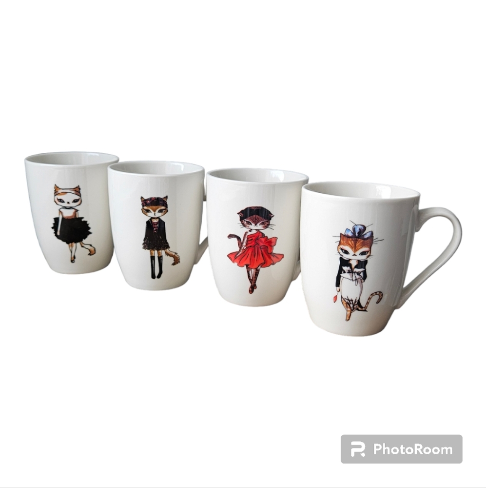 Set of 4 Cat Mugs